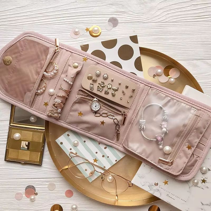 Foldable Jewellery Roll Organizer – Convenient Jewellery Bag for Travel, Display, and Home Use