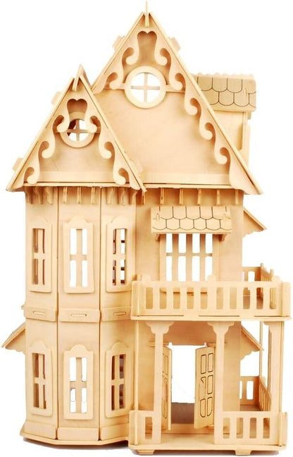 DIY Doll House Villa Model Assembled Miniature Dollhouse Wood 3D Puzzle House Pretend Play Educatio 6