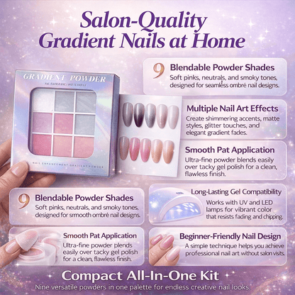 9Color UV Nail Powder Kit  Matte Shimmer  Gradient Effects For DIY Manicures 6