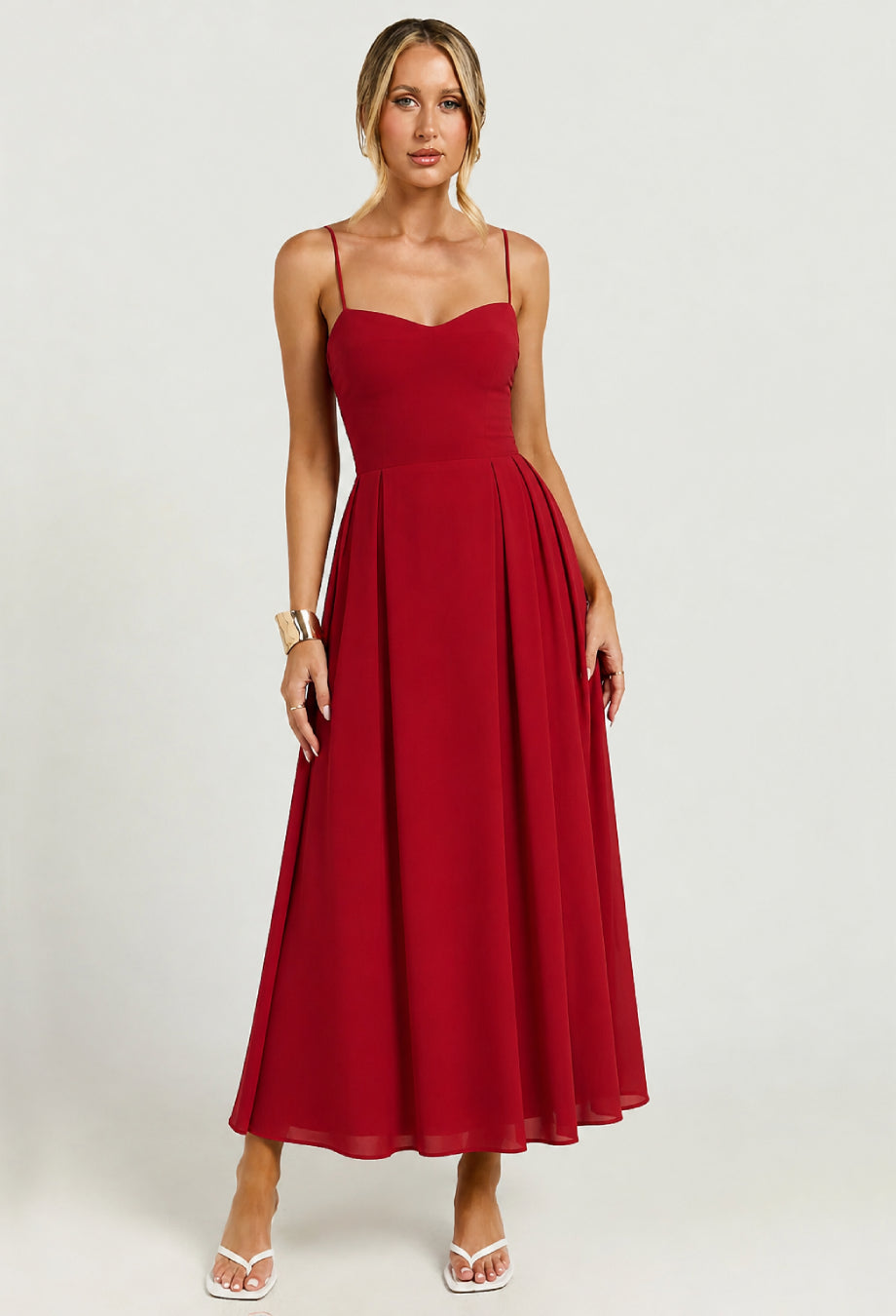 Jaelyn Midi Dress Red