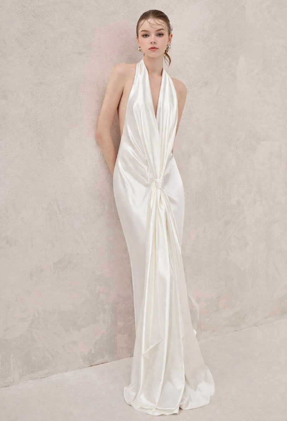 Linette Satin Gown Ivory