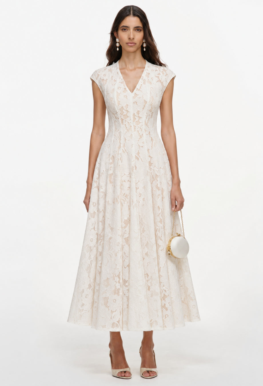 Louise White Lace Midi Dress