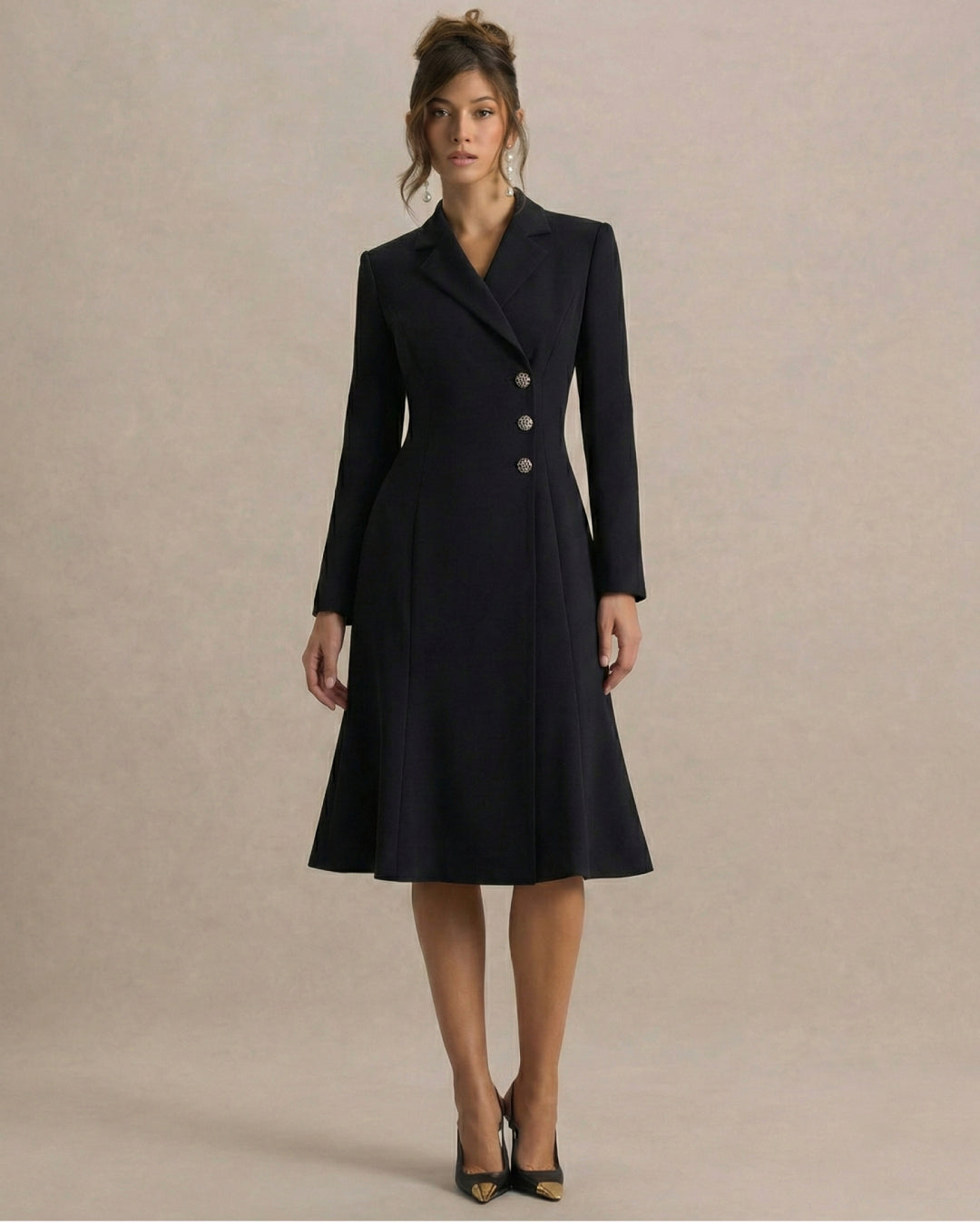 Lysette Long Sleeve Midi Dress Black