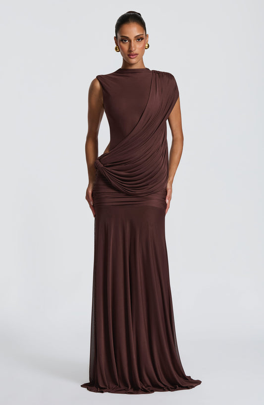 Mireya Maxi Dress - Plum Brown
