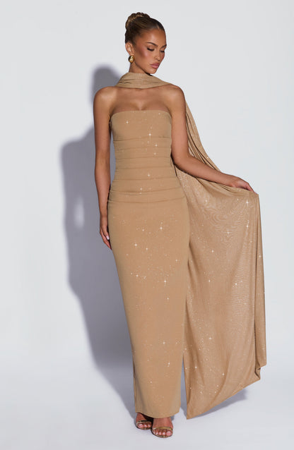 Pandra Maxi Dress - Gold Sparkle