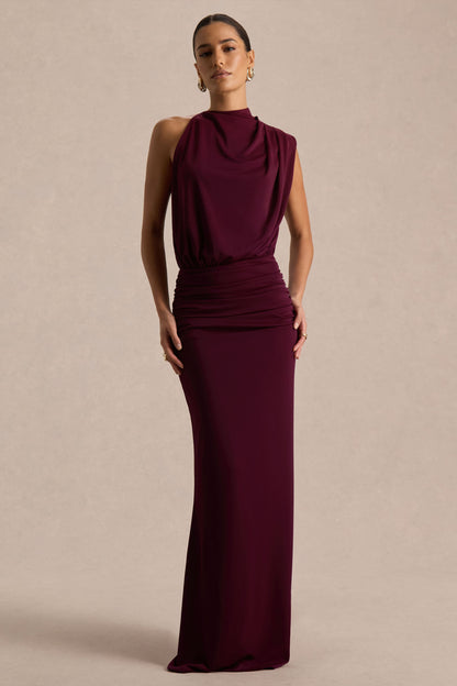 Umaira | Burgundy High-Neck Maxi Dress