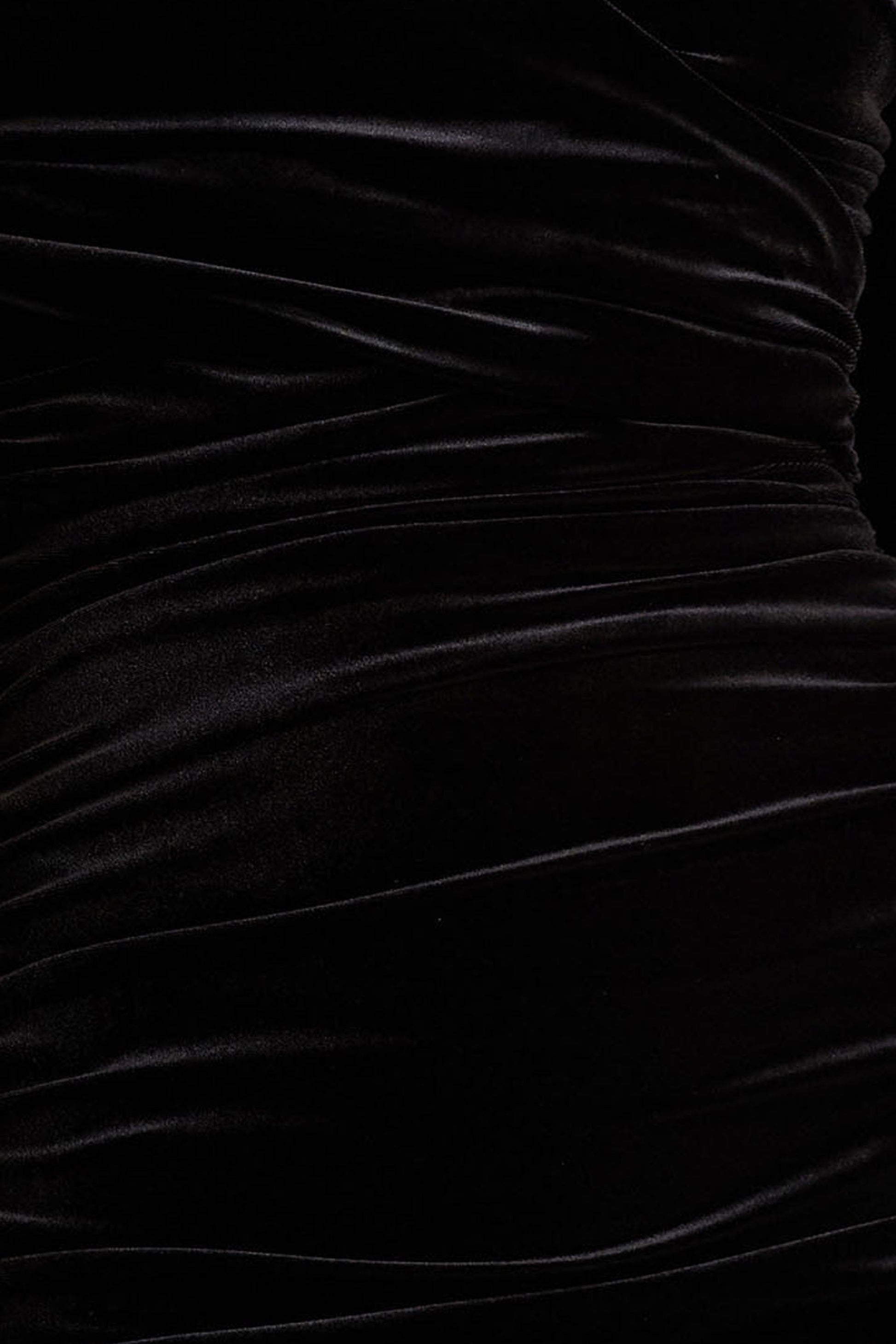 Paloma | Black Velvet Bandeau Maxi Dress With Scarf