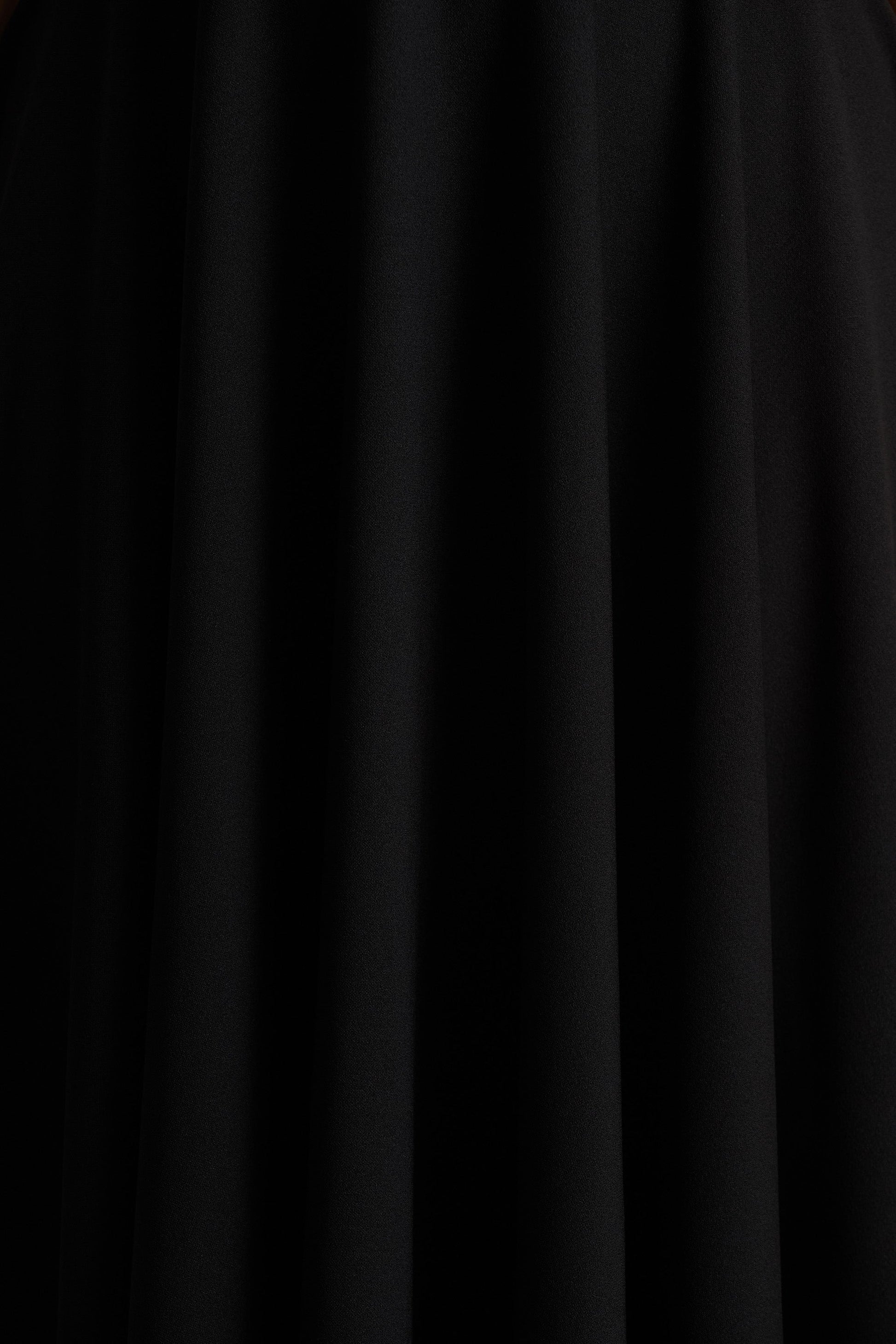 Vicky | Black High Neck Midi Dress With Puff Sleeves