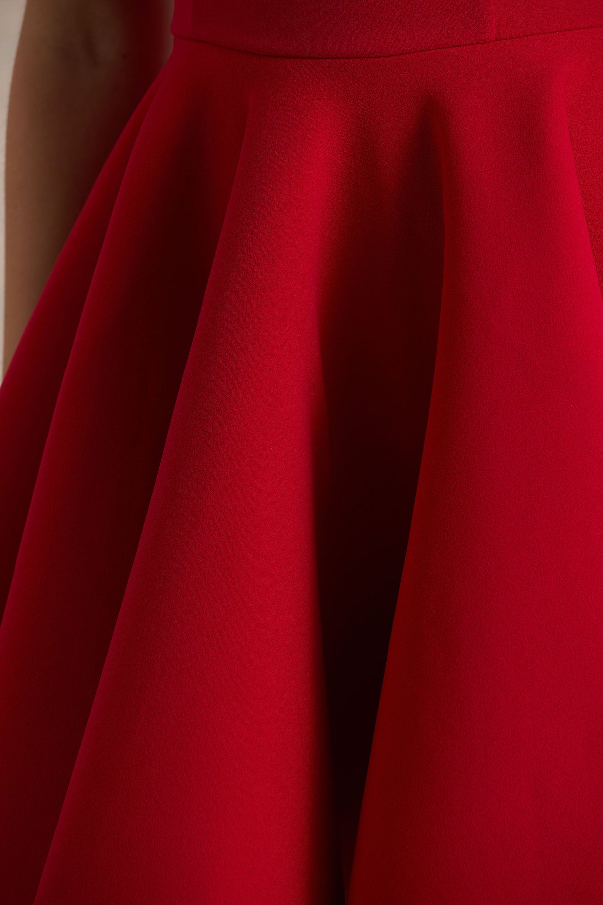 Prosperity | Red Asymmetric-Neck Mini Dress With Bow Detail