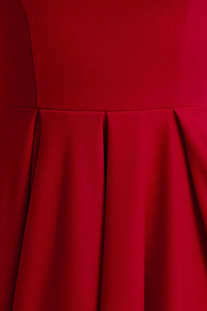 Parina | Red Strappy Volume-Hem Midi Dress