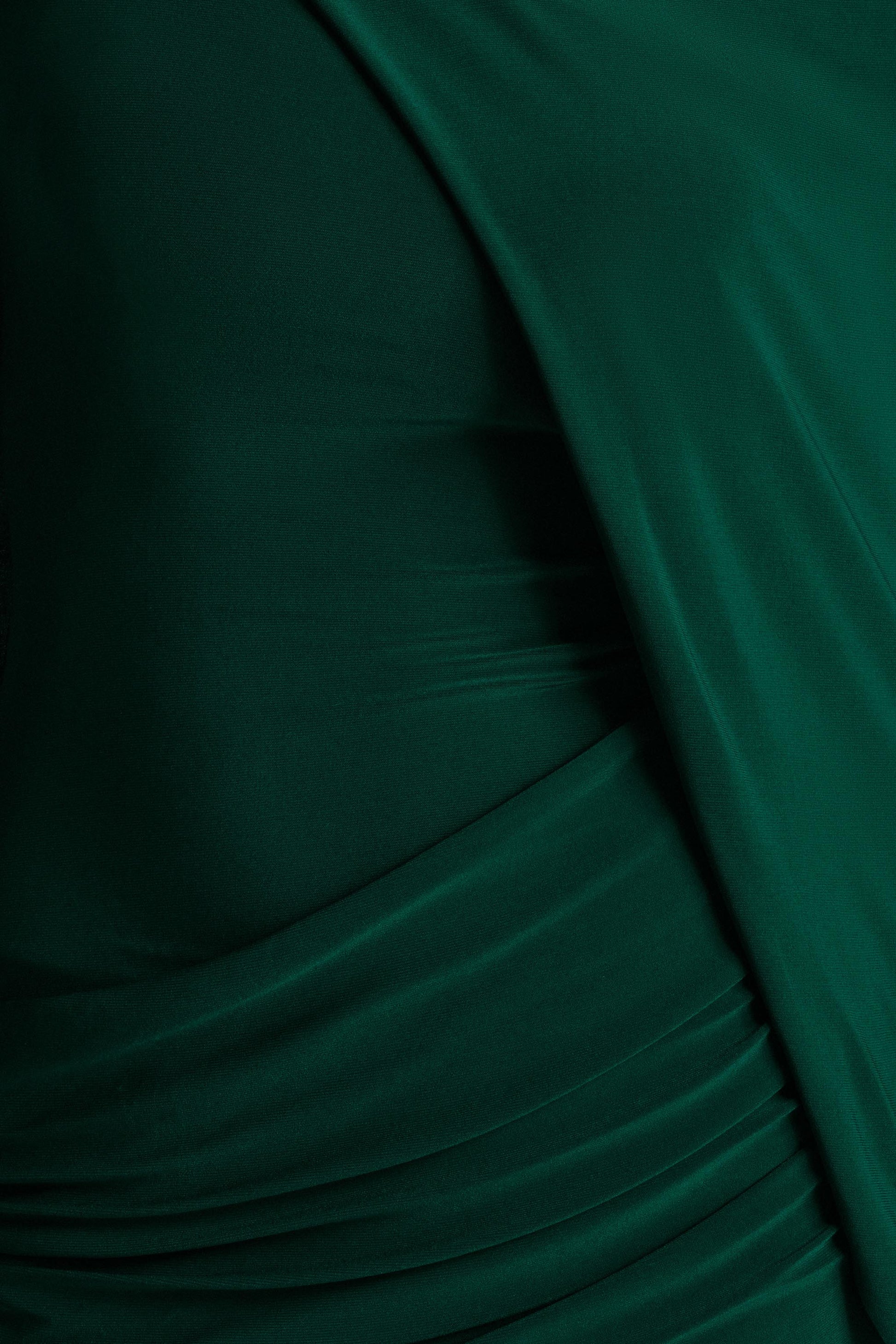 Maeve | Bottle Green Cape-Sleeve Draped Maxi Dress