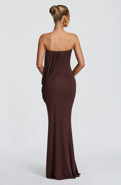 Vienna Maxi Dress - Plum Brown