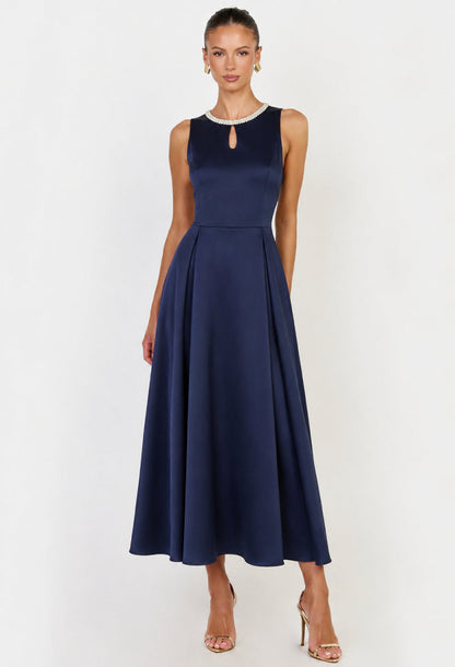 Vionne Navy Blue Midi Dress